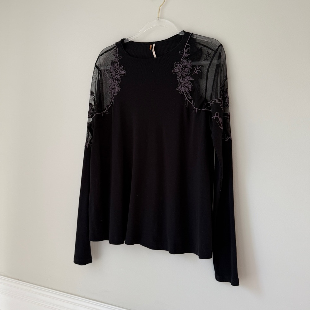 Free People Danielle Lace Shoulder Top Sz M - Picture 4 of 11